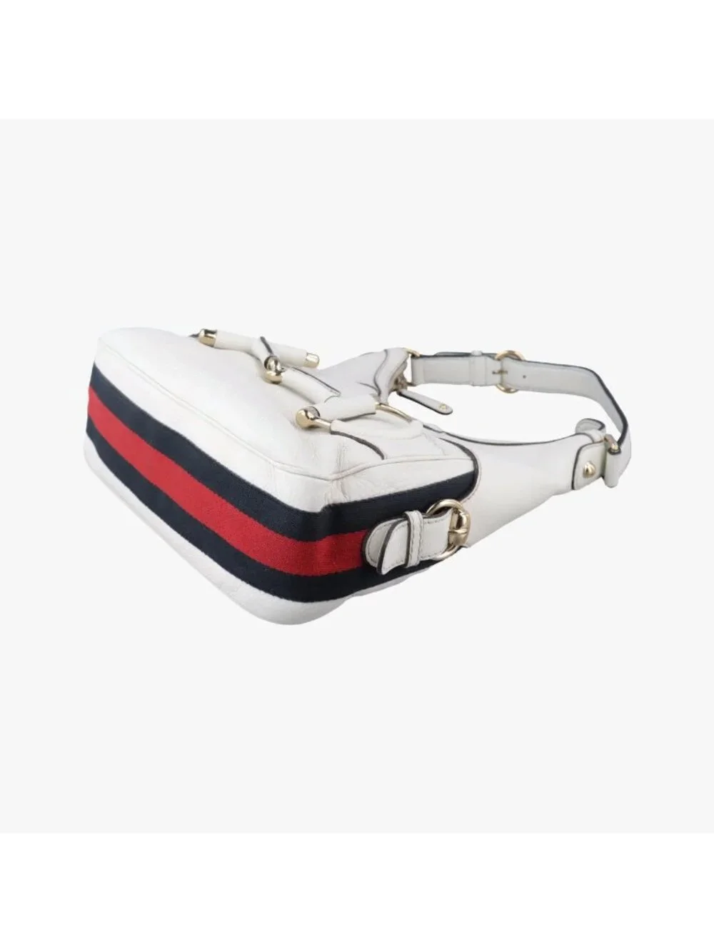 Gucci Heritage Horsebit Hobo White Leather